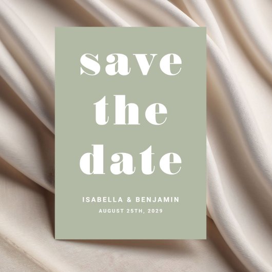 Save The Date Mariage de typographie moderne Sage Green
