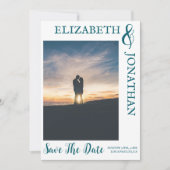 Save The Date Mariage de typographie moderne Turquoise foncé (Devant)