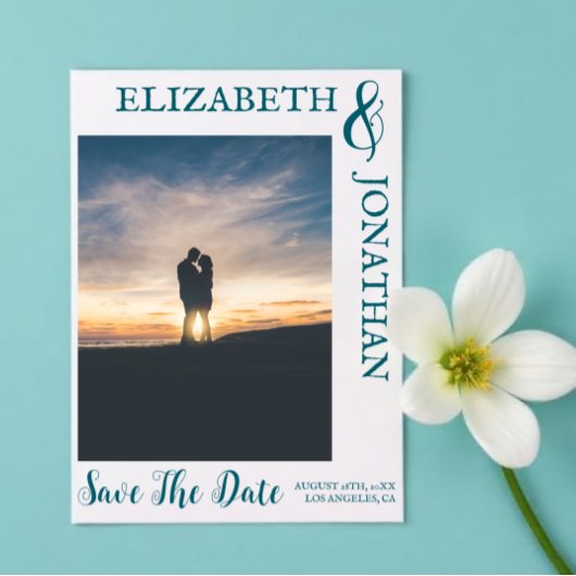 Save The Date Mariage de typographie moderne Turquoise foncé