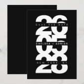 Save The Date Mariage de typographie noir blanc gras (Devant / Derrière)