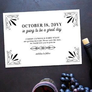 Save The Date Mariage de typographie noir et blanc vintage