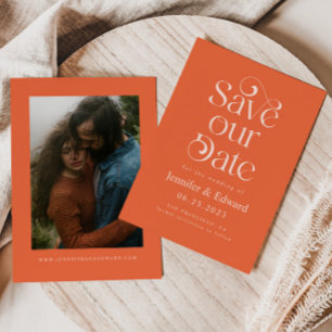 Save The Date Mariage de typographie orange
