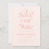 Save The Date Mariage de typographie rose vierge (Devant)