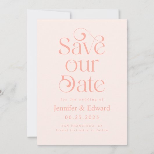 Save The Date Mariage de typographie rose vierge (Devant)