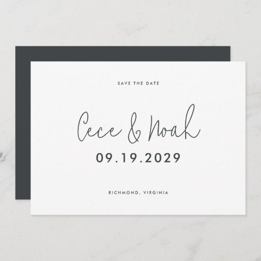 Save The Date Mariage de typographie simple et moderne élégant (Devant / Derrière)