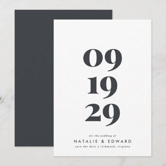 Save The Date Mariage de typographie simple et moderne élégante (Devant / Derrière)