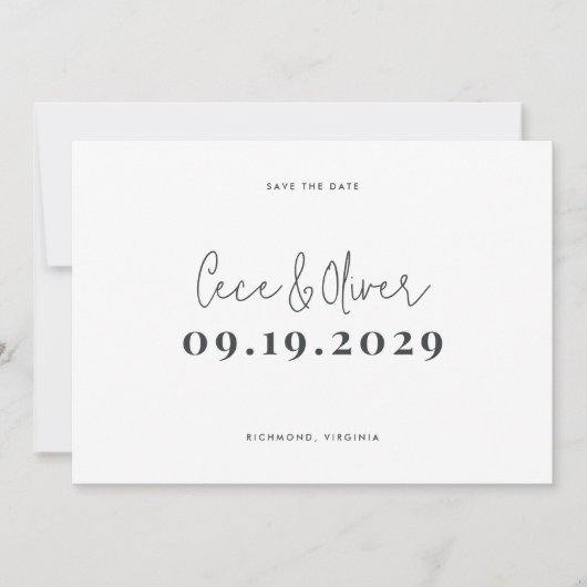 Save The Date Mariage de typographie simple et moderne enregistr (Devant)
