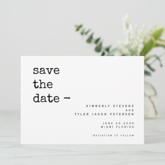Save The Date Mariage de typographie simple moderne (Debout devant)