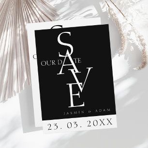 Save The Date Mariage de typographie simple noir blanc minimal