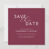 Save The Date Mariage de typographie simple violet et blanc (Devant)