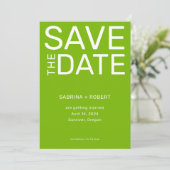 Save The Date Mariage de typographie verte moderne unique (Debout devant)