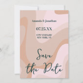 Save The Date Mariage de vague rose rétro (Devant)