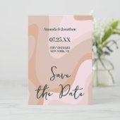 Save The Date Mariage de vague rose rétro (Debout devant)