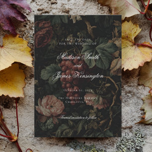 Save The Date Mariage de Vendange d'Automne Sombre et Romantique