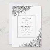 Save The Date Mariage de verdure blanc et noir (Devant)