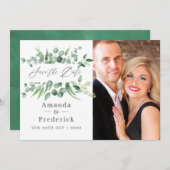 Save The Date Mariage de verdure de feuilles d'eucalyptus (Devant / Derrière)