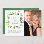 Save The Date Mariage de verdure de forêt boisée (Devant / Derrière)