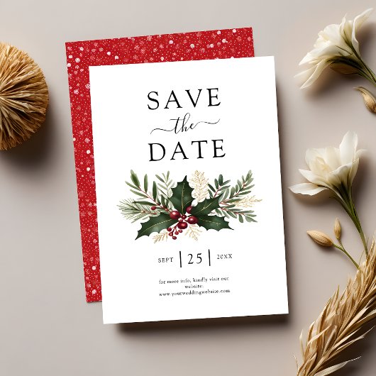 Save The Date Mariage de verdure de Noël rustique
