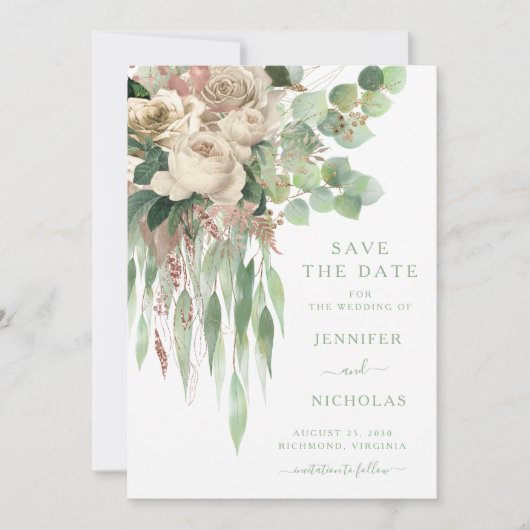 Save The Date Mariage de verdure Eucalyptus (Devant)