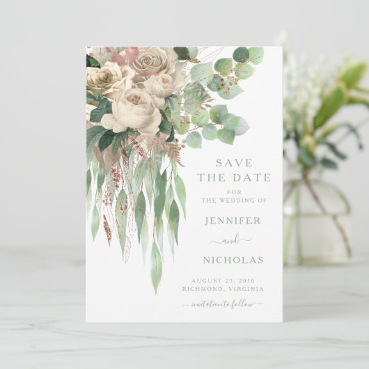 Save The Date Mariage de verdure Eucalyptus (Debout devant)