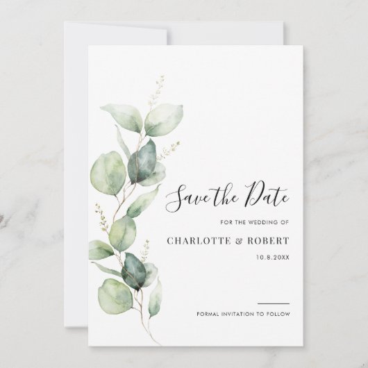 Save The Date Mariage de verdure Eucalyptus (Devant)