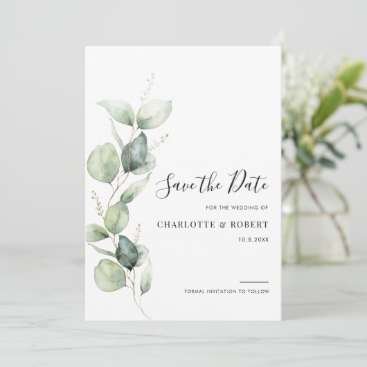 Save The Date Mariage de verdure Eucalyptus (Debout devant)
