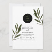 Save The Date Mariage de verdure Feuille d'olive (Devant)