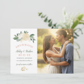 Save The Date Mariage de verdure florale d'or vert Photo (Debout devant)