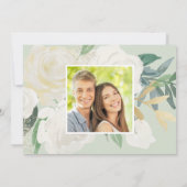 Save The Date Mariage de verdure florale d'or vert Photo (Dos)