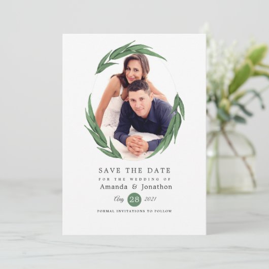 Save The Date Mariage de verdure forestière (Debout devant)