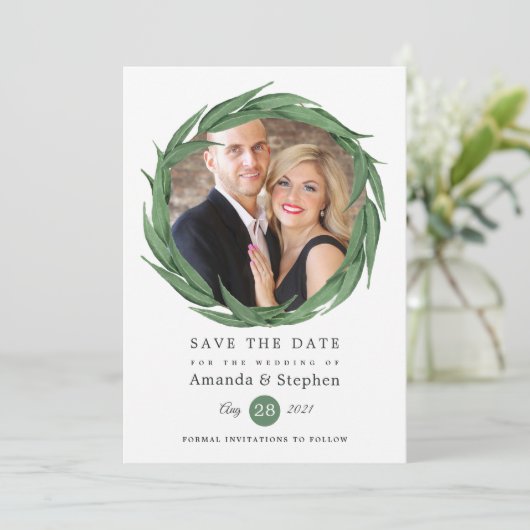 Save The Date Mariage de verdure forestière (Debout devant)