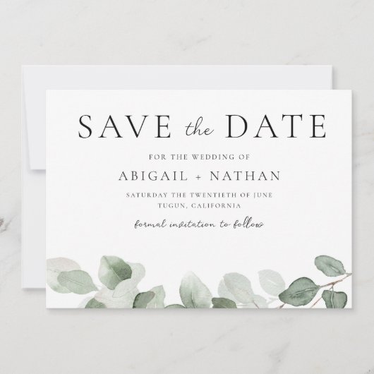 Save The Date Mariage de verdure moderne (Devant)