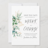 Save The Date Mariage de verdure rustique d'eucalyptus (Devant)