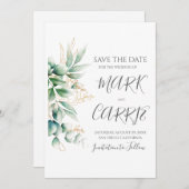 Save The Date Mariage de verdure rustique d'eucalyptus (Devant / Derrière)