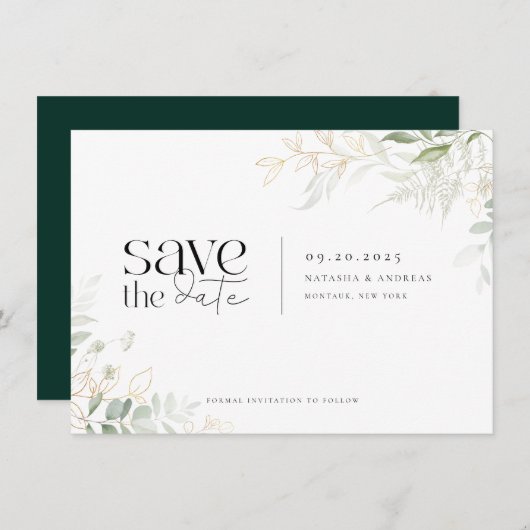 Save The Date Mariage de verdure sauvage (Devant / Derrière)