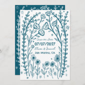 Save The Date Mariage de vignes fleurs sauvages Enregistrer la d (Devant / Derrière)