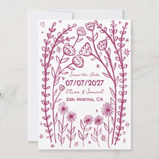 Save The Date Mariage de vignes fleurs sauvages Enregistrer la d (Devant)