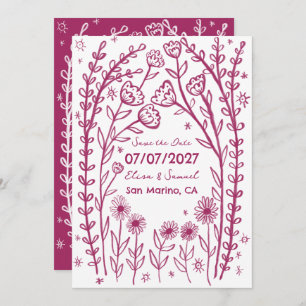Save The Date Mariage de vignes fleurs sauvages Enregistrer la d