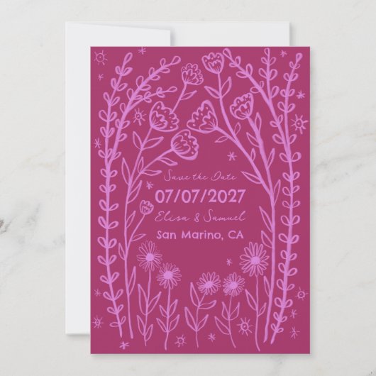 Save The Date Mariage de vignes fleurs sauvages Enregistrer la d (Devant)