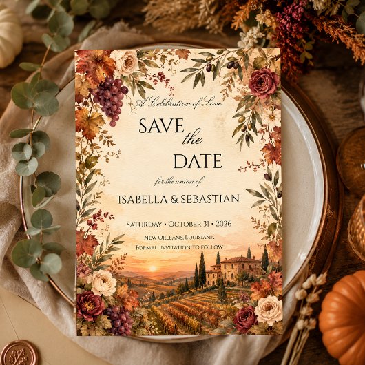 Save The Date Mariage de vignoble en automne