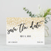 Save The Date Mariage Décontracté d'écriture manuscrite Gold Con (Debout devant)