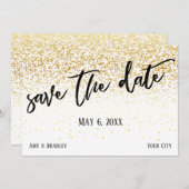 Save The Date Mariage Décontracté d'écriture manuscrite Gold Con (Devant / Derrière)