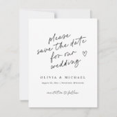 Save The Date Mariage d'écriture manuscrite de note moderne (Devant)