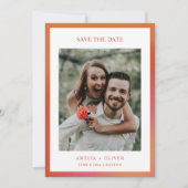 Save The Date Mariage dégradé orange rétro funky été (Devant)
