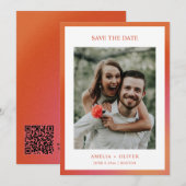 Save The Date Mariage dégradé orange rétro funky été (Devant / Derrière)