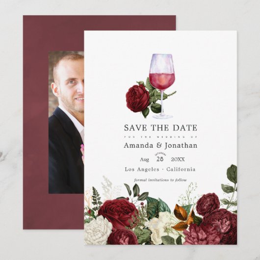 Save The Date Mariage dégustation de vin floral de Bourgogne Pho (Devant / Derrière)