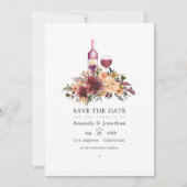 Save The Date Mariage dégustation de vin floral pêche borde (Devant)