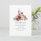 Save The Date Mariage dégustation de vin floral pêche borde (Debout devant)