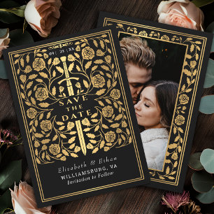 Save The Date Mariage d'épée médiévale noire