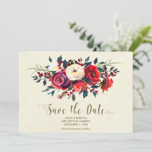 Save The Date mariage des baies d'hiver enregistrer la date invi (Debout devant)